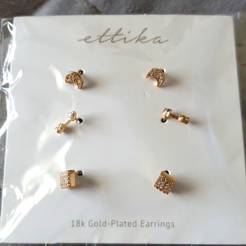 Ettika 18K gold-plated Earring Trio